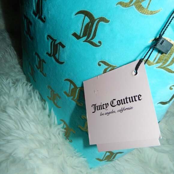Juicy Couture Cosmetic Makeup Case Travel Velour Bag Blue Turquoise🆕📦🏃🏻💨🚚 - Picture 11 of 16